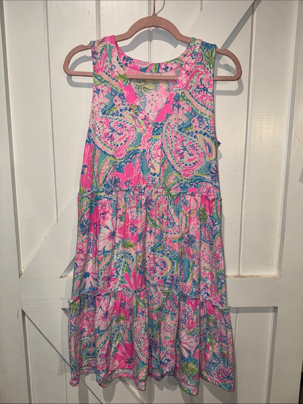Lilly Pulitzer XS Pink Paisley Tiered Sleeveless Dress